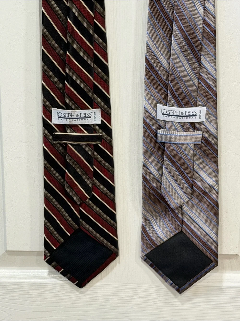 Striped Silk Ties - Purple/Silver & Burgundy/Black